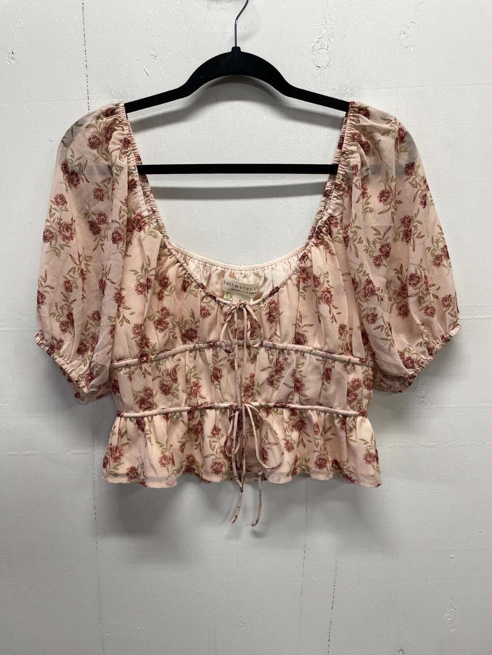 Salt Water Luxe Women's Small Top Balloon Sleeve, Cropped, Lined New With Tags